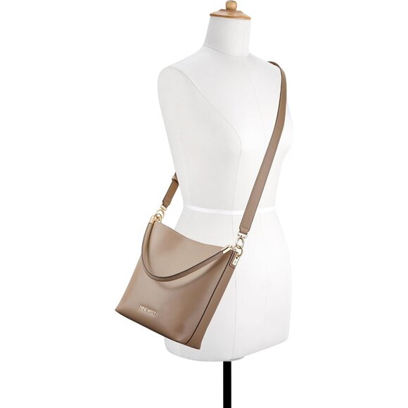 Donella Faux Leather Bucket Crossbody Bag Womens Adjustable Zipper - Picture 2 of 6